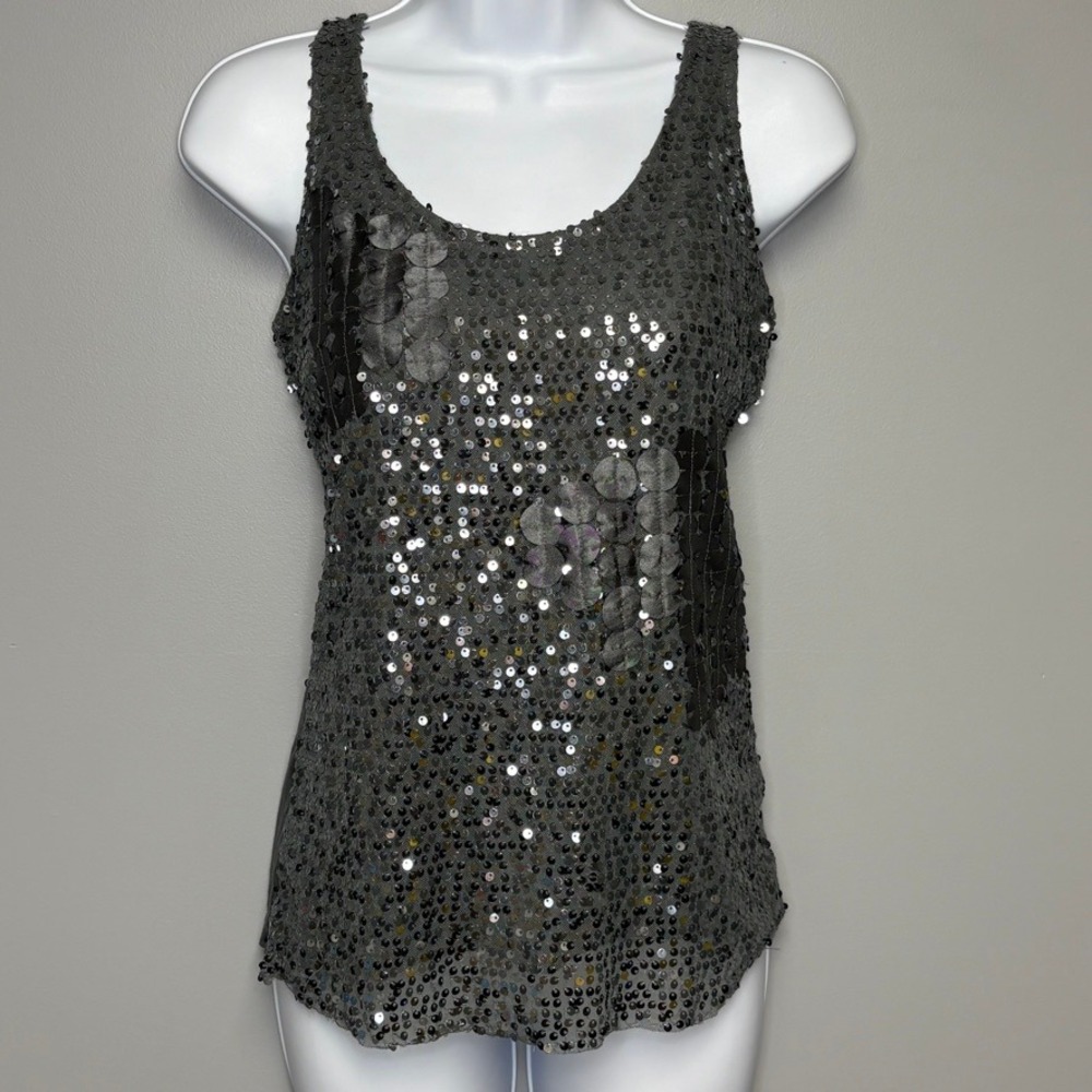 The Limited Y2K Sequin Going Out Pewter Grey Tank Womens Sz S